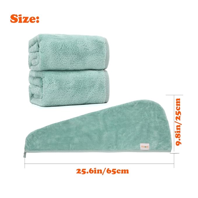 M-bestl 2 Pack Microfiber Hair Towel Wrap, Hair Drying Towel - Image 6