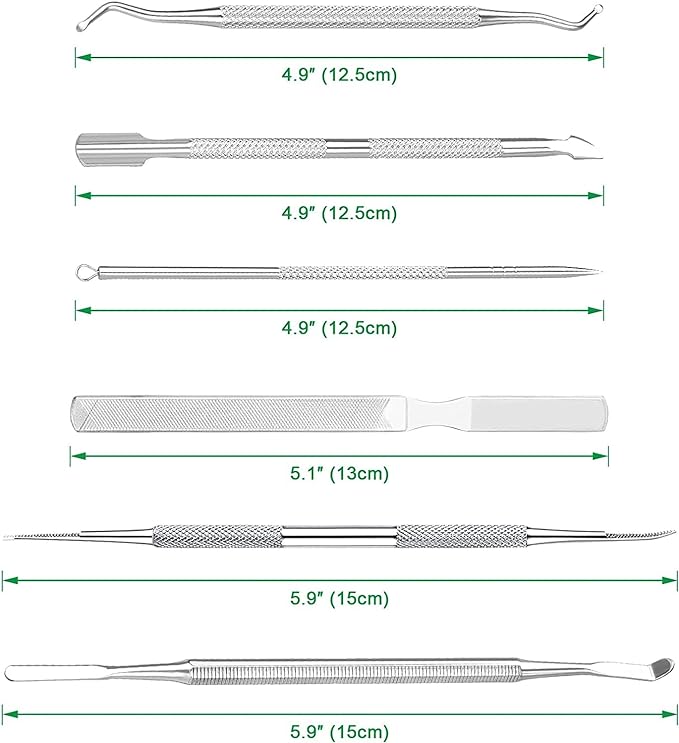 6-Pack Ingrown Toenail File and Lifters, Professional Surgical Stainless Steel - Image 2
