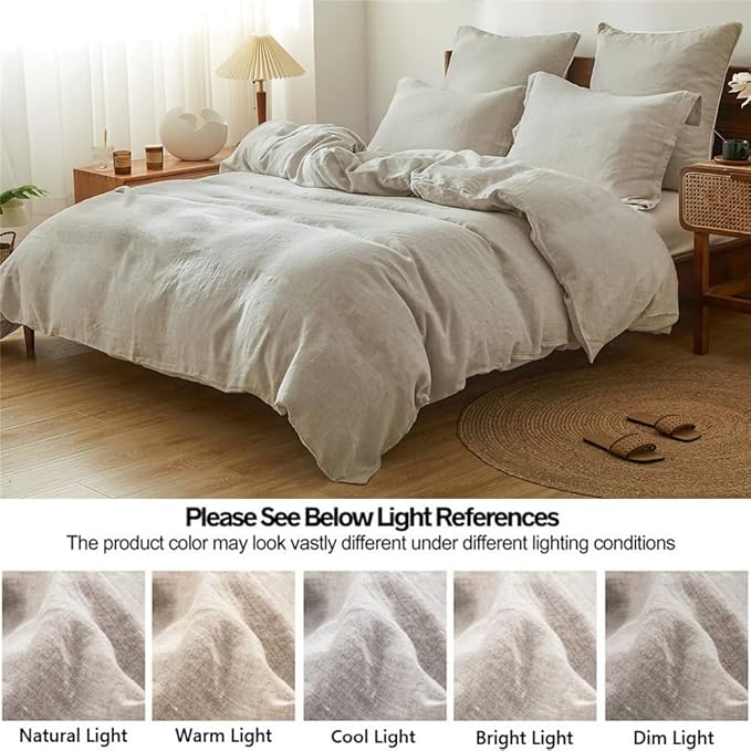 Simple&Opulence 100% Linen Duvet Cover Set 2pcs Basic Style Natural French - Image 6