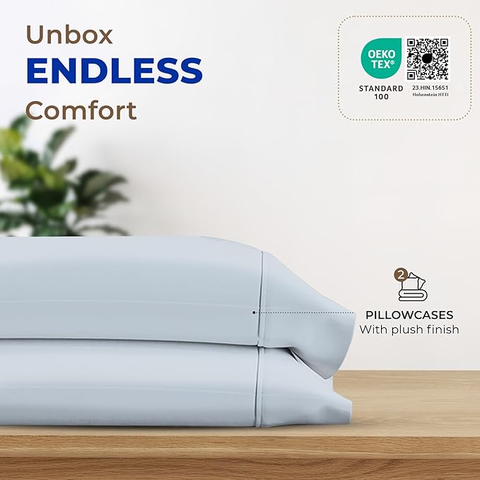 Thread Spread 100% Egyptian Cotton Pillow Cases Queen Size Set of 2 - Image 3