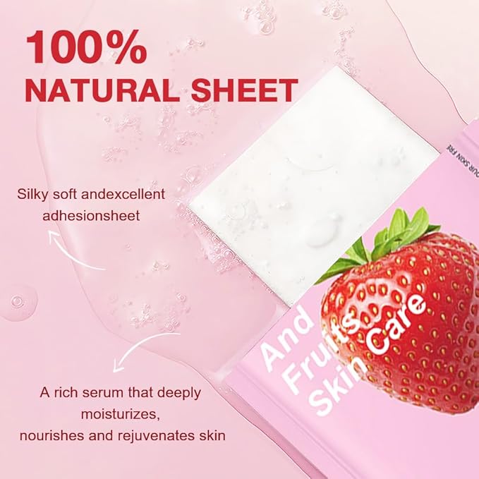 Kaely 12 Pack Strawberry Face Masks - Image 3
