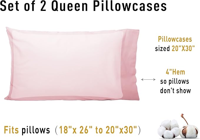 Sunflower Queen Pillowcases Set of 2, 100% Cotton Queen Pillow Cases 2 - Image 8