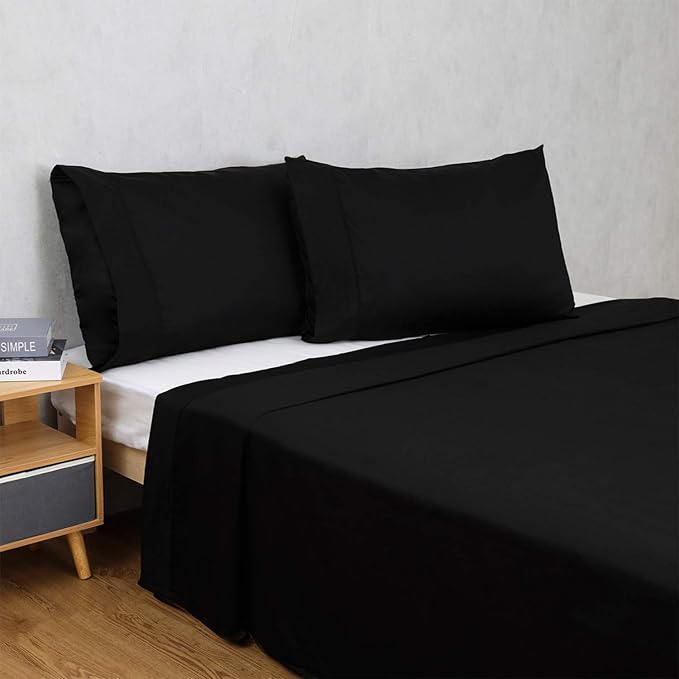 Flat Sheet Only Queen Size, 400 TC 100% Egyptian Cotton Flat Sheet Black Cotton - Image 4