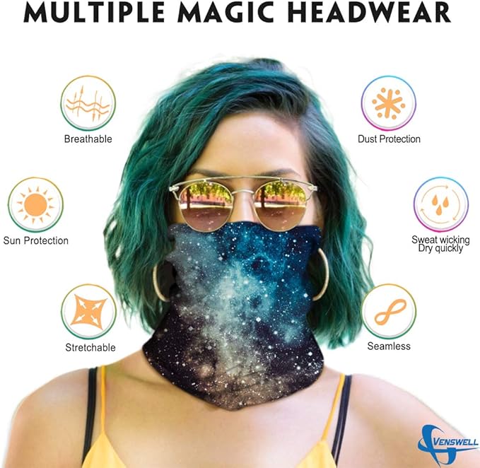 Venswell Neck Gaiter Face Mask Men Women, Seamless Bandana Rave Face Cover - Image 2