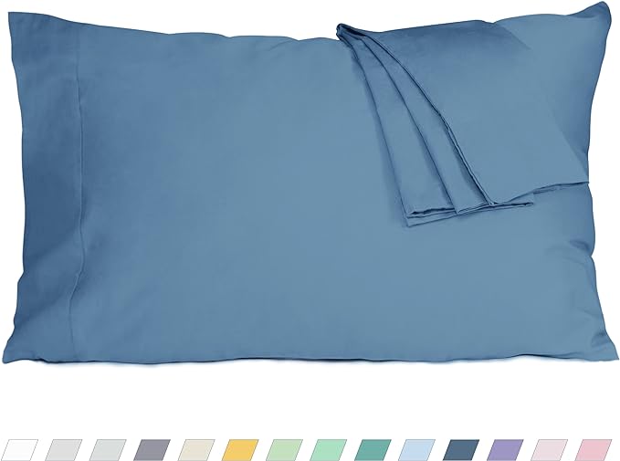 Pillow Cases, Standard Queen Size Cotton Percale Weave Pillowcases, Pre-Shrunk by HOMTEC
