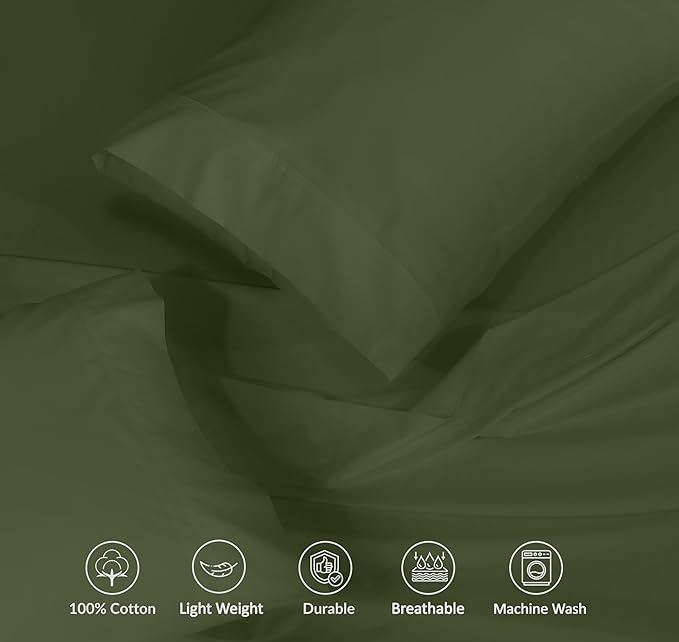 RUVANTI 100% Cotton Sheets – Split King Size Percale Bedding, Cooling & - Image 4