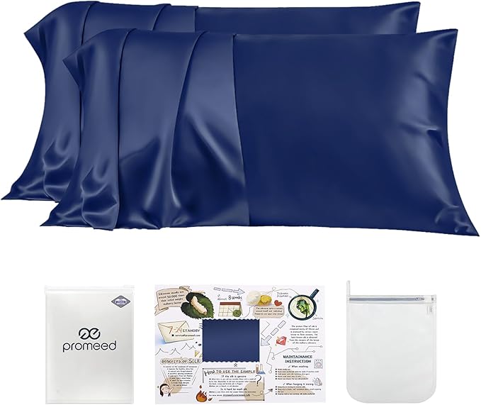 PROMEED 23 Momme Silk Pillowcases 2pcs Set, Mulberry Silk Pillow Case Set of 2 by PromeedTextile
