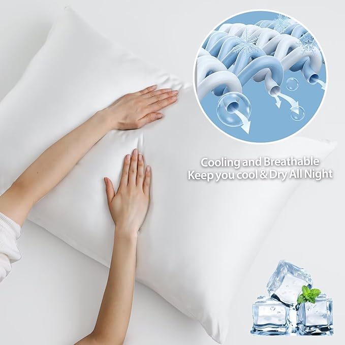 4 Pack Cooling Pillow Cases, Viscose Derived from Bamboo Pillow Protectors - Image 4