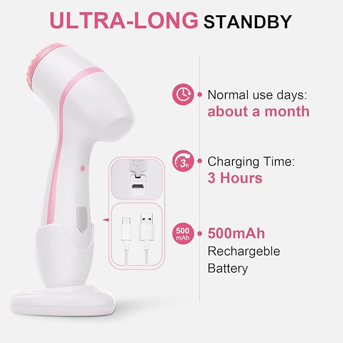 Facial Cleansing Brush, 3 in 1 Electric Face Scrubber - Image 5