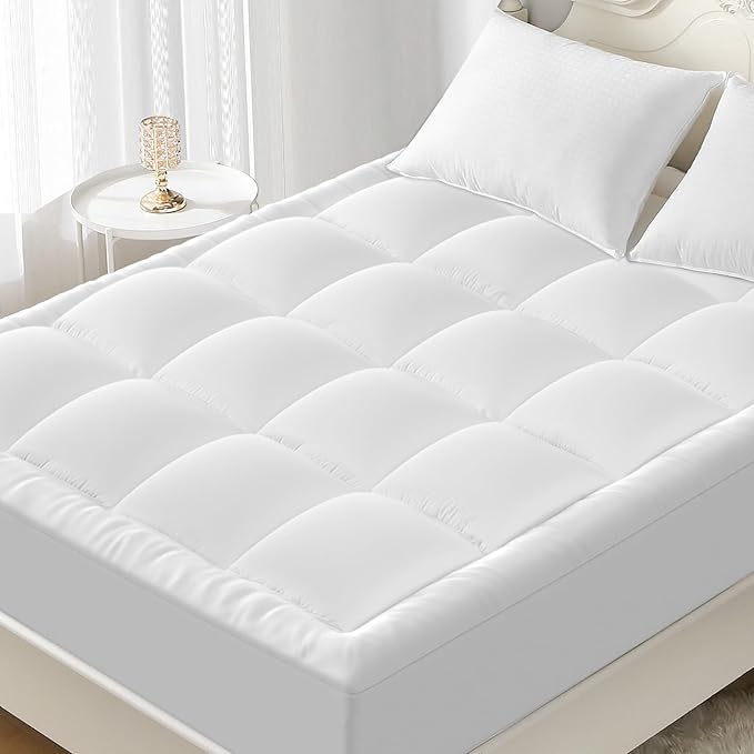 YUGYVOB Mattress Pad Extra Thick, and Breathable Full Size Mattress Topper by PremiumHomeLinens