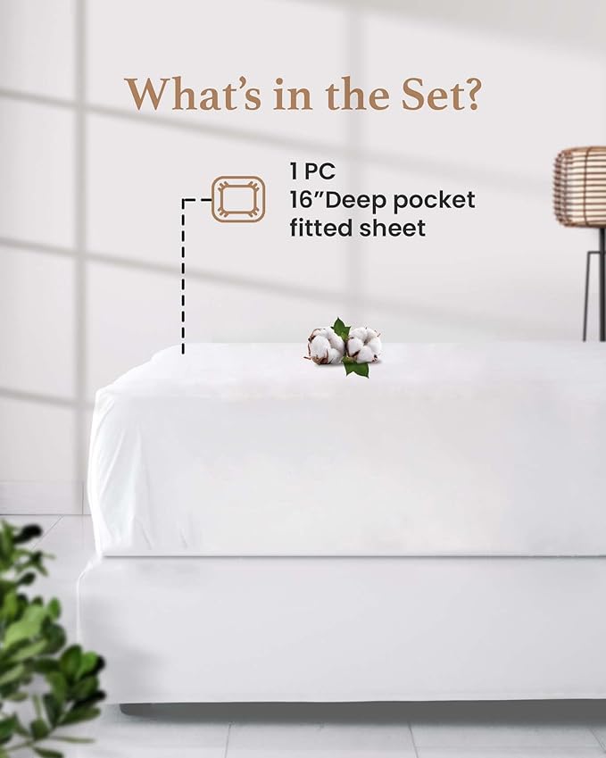 Good Sleep Bedding King Size Soft 800 TC Egyptian Cotton Fitted Sheet - Image 3