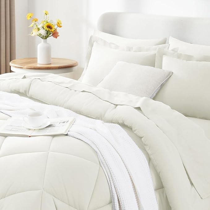 CozyLux King Size Comforter Set Ivory - Image 3