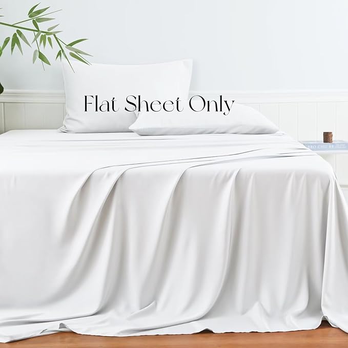 Bamboo Viscose Flat Sheets Only, 400 Thread Count Sateen Weave Cal King Size - Image 2