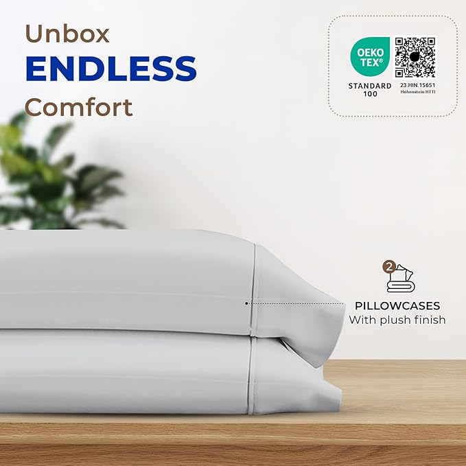 Thread Spread 100% Egyptian Cotton King Size Pillow Cases Set of 2 - Image 3