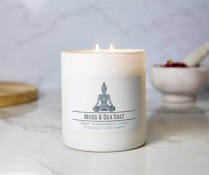 Carolina Moss & Sea Salt Scented Candle, 16 oz Wellness Relaxing Aromatherapy - Image 5