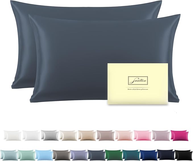 Silk Pillow Cases 2 Pack, Soft Breathable and Sliky Standard Size Pillow Cases by Suatien