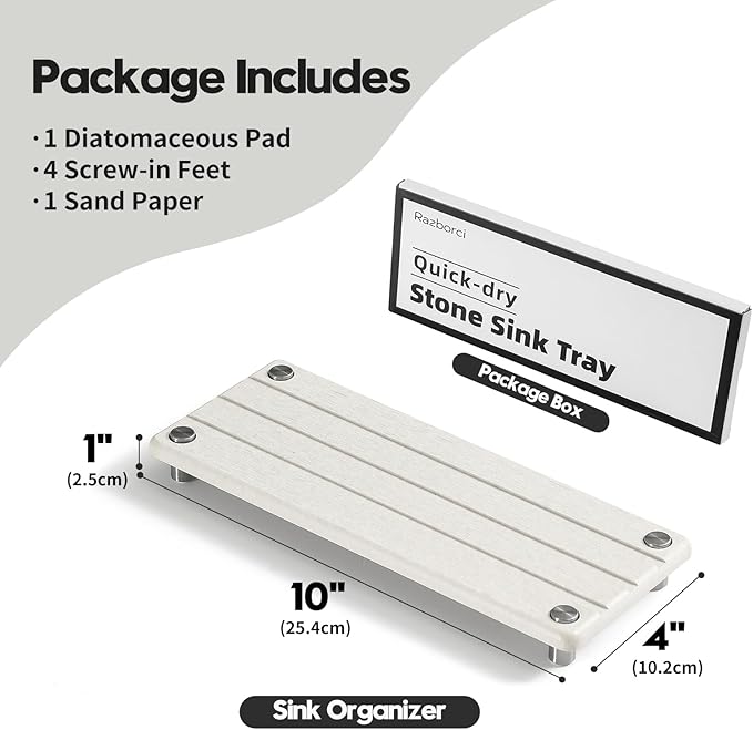Razborci Quick Dry Bathroom Tray & Kitchen Sink Organizer, Water Absorbing - Image 6