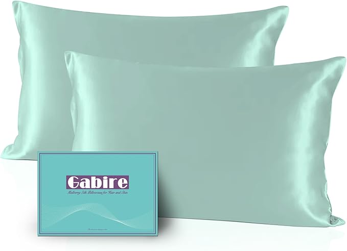 Gabire Mulberry Silk Pillowcases Set of 2, Both Sides Real Silk Pillowcase by MulberrySilkPillowcases