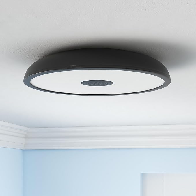 Black Smart Waterproof LED Flush Mount Ceiling Light Fixture, - Image 2