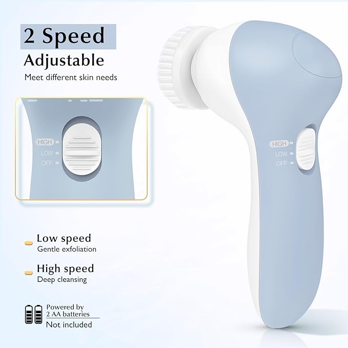 COSLUS Facial Cleansing Brush Silicone Face Scrubber: 2 in1 FBS-D Electric - Image 6