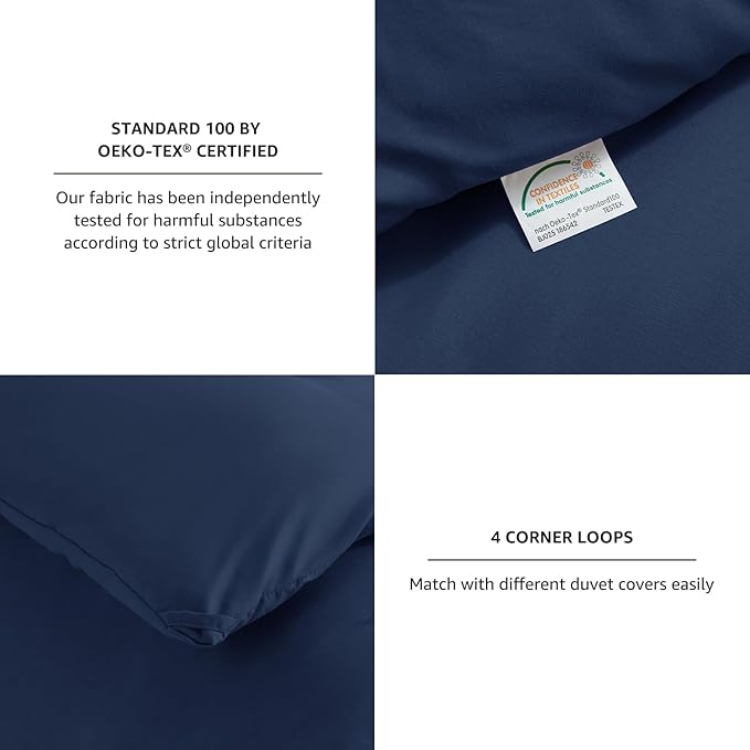 CozyLux Navy Blue Full Size Comforter Set, 3 Pieces Solid Breathable Quilted - Image 5