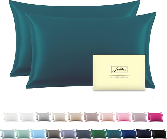 Silk Pillow Cases 2 Pack, Soft Breathable and Sliky Queen Size Pillow Cases Set by Suatien