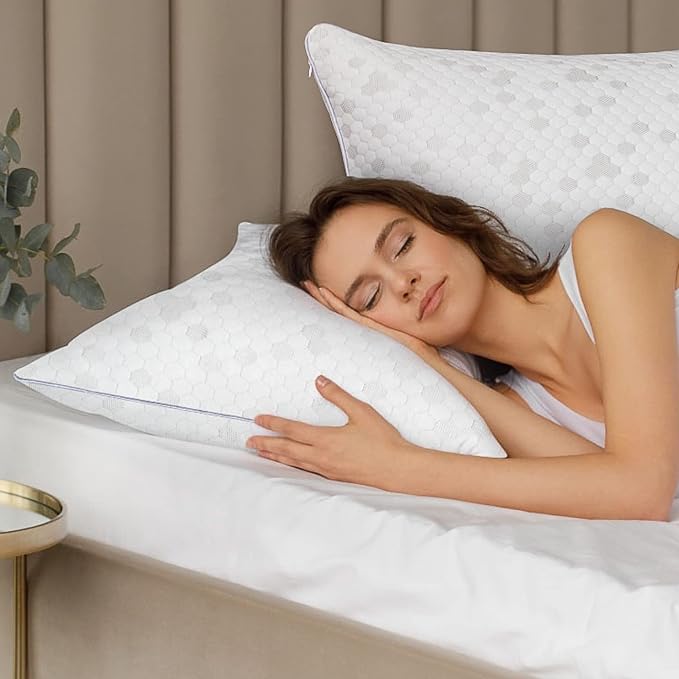 HIMOON Shredded Memory Foam Pillows, Medium Firm King Size Pillows 2 Pack - Image 7