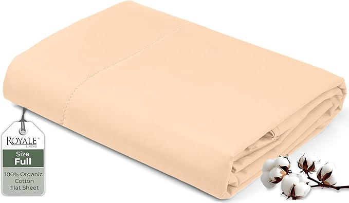 Royale Linens 100% Organic Cotton Full Flat Sheet Only by ROYALELINENS