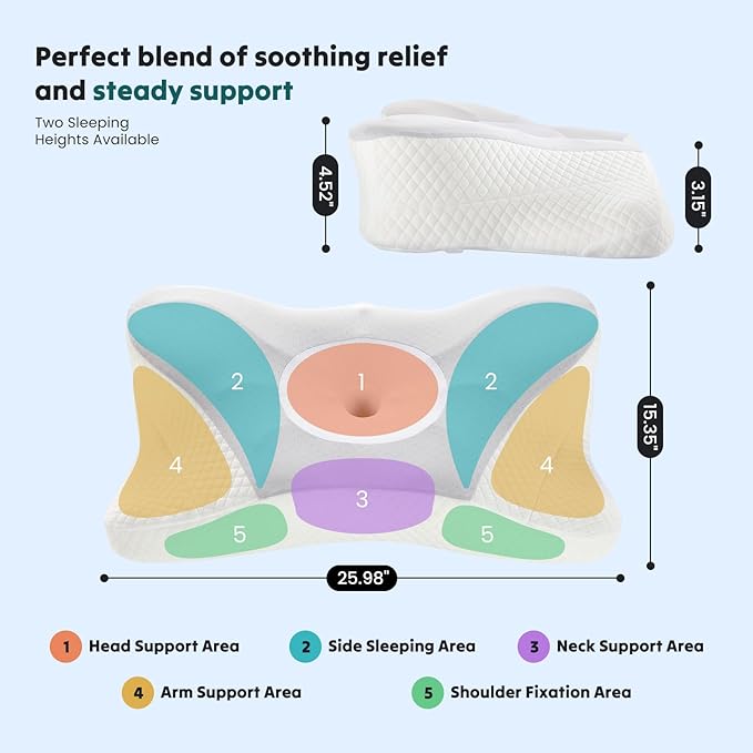DUMOS Cervical Neck Pillow, Cooling Ergonomic Memory Foam Pillows - Image 8