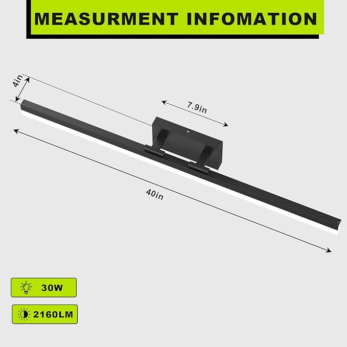 IZORRO Modern Bathroom Vanity Light 40 inch, 32W Dimmable Led Bathroom Light - Image 3