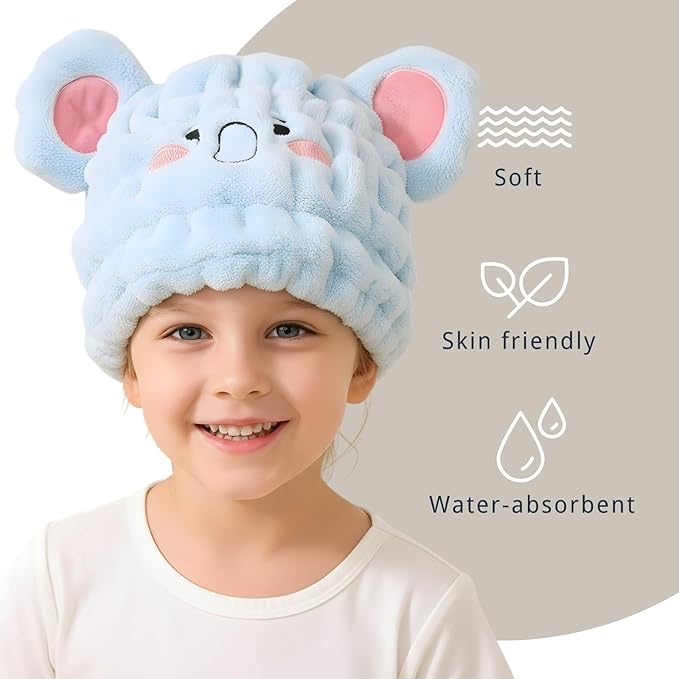 Microfiber Hair Towel Wrap for Kids, Absorbent Quick Girls Boys Hair Drying - Image 4