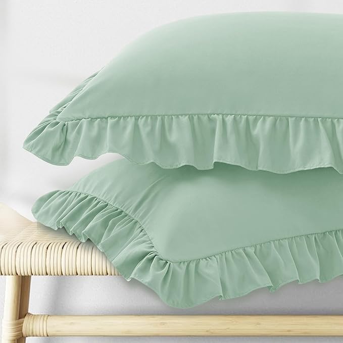 KKJIAF Ruffle Pillow Cases King Size Set of 2, Ruffled Pillow Covers by KKJIAF
