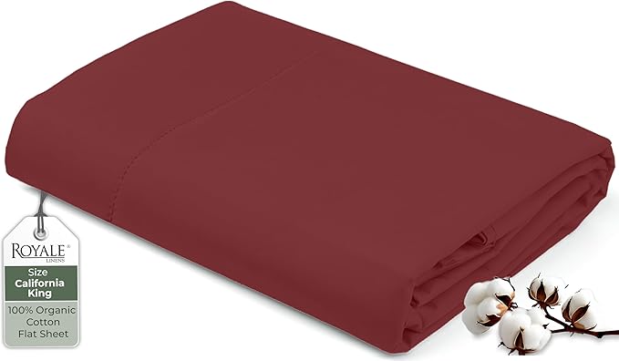 Royale Linen 100% Organic Cotton California King Flat Sheet Only by ROYALELINENS