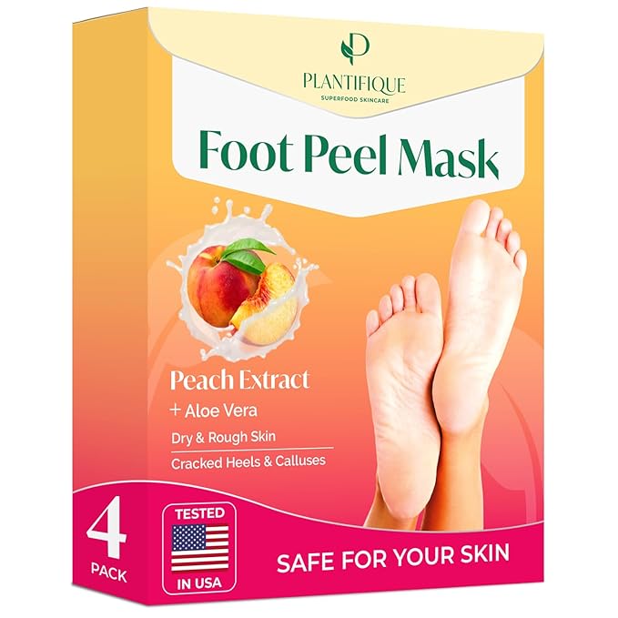 PLANTIFIQUE Foot Peeling Mask 4 Pack | Dermatologically Tested Repairs Heels & by Plantifique