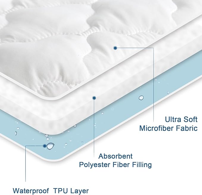 2 Pack Twin Extra Long Mattress Protector Pad Waterproof Quilted, Breathable & - Image 3