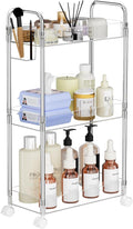 SPACEKEEPER 3 Tier Acrylic Storage Rolling Cart Clear Bathroom Cart Organizer by SPACEKEEPER