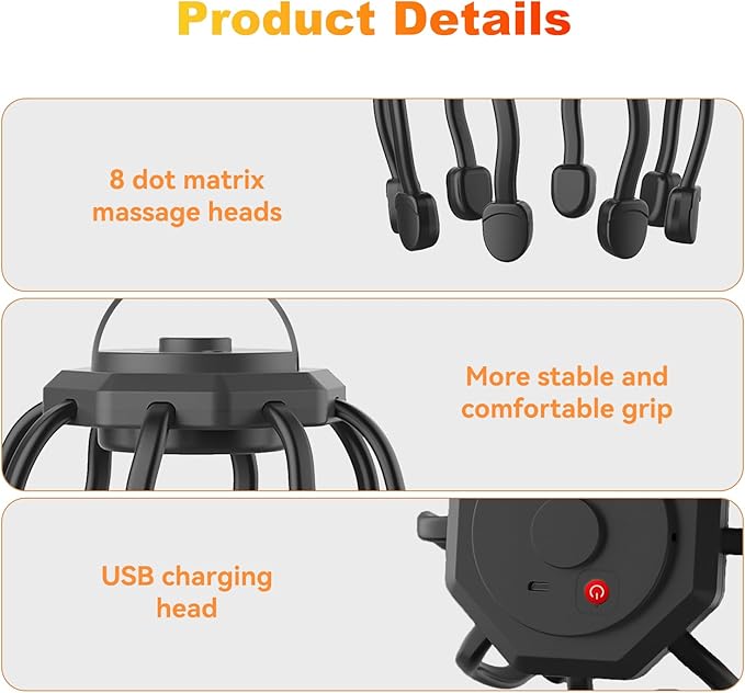 Electric Scalp Massager, Head Massager Scalp Stress Relax, Kneading Hair Massage - Image 4