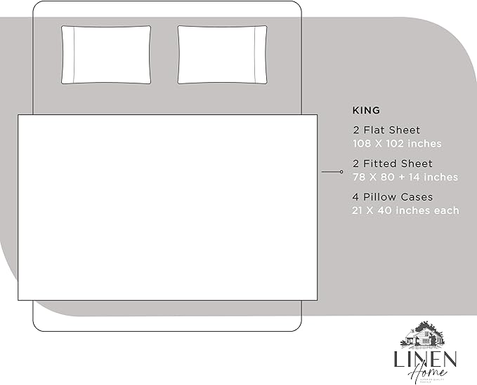 Linen Home 100% Cotton Percale Sheet Set Pack of 2, King Size, Deep Pocket - Image 6