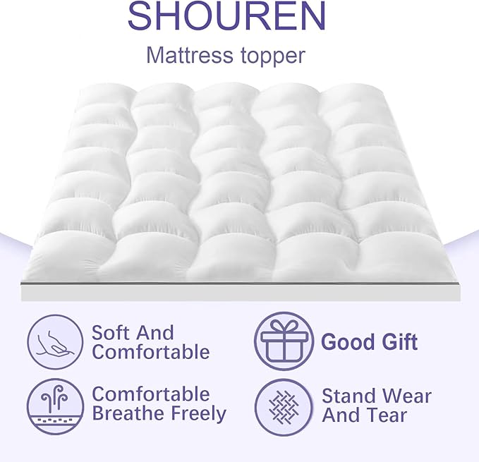 SHOUREN Memory Foam Mattress Topper Queen - Image 3