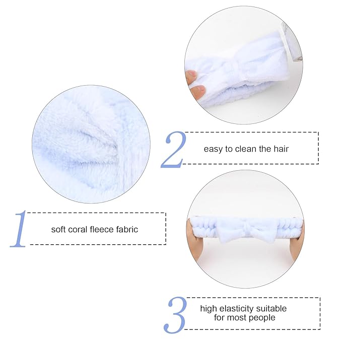 Semato 8 Pcs Blue Spa Headband Bachelorette Party Favor Set Skincare Headbands - Image 2