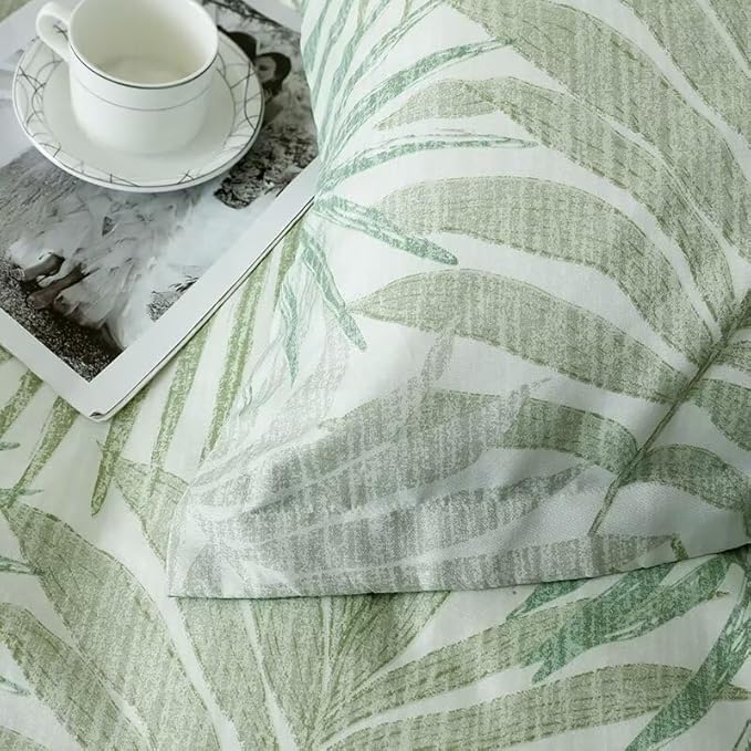 OAITE Duvet Cover Twin Size, Reversible Leaf Green Duvet Cover Set - Image 4