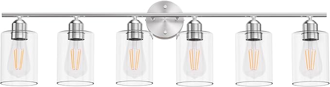 Espird Bathroom Vanity Light Fixtures Brushed Nickel, 6 Lights Bathroom Over - Image 2