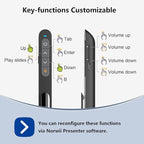 Norwii N76 Rechargeable Presentation clicker, Long Range Presentation Remote, Wireless Presenter, Pointer for PowerPoint Presentations, Slide Control - Green Light+Case