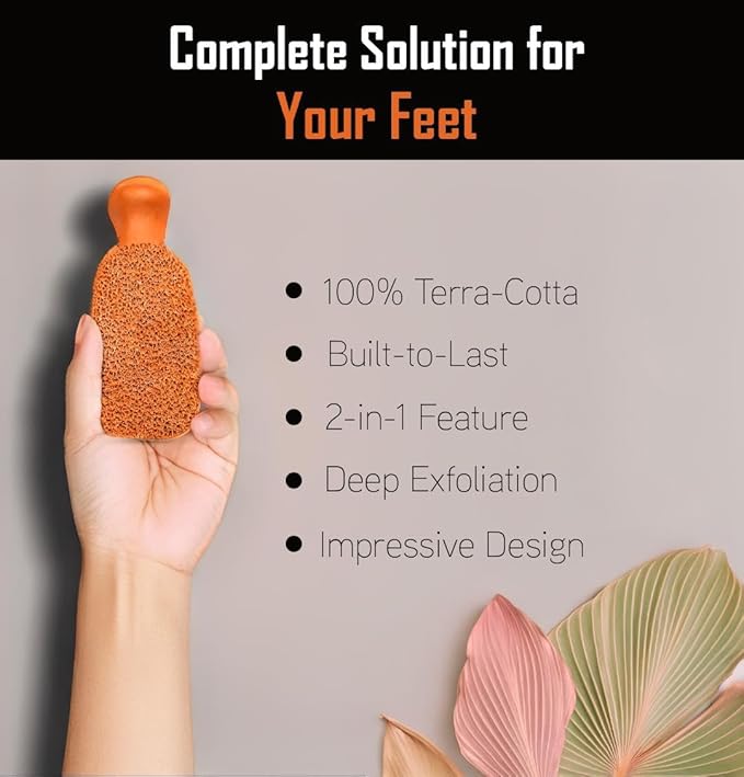 QUBA LINEN Pumice Stone for Feet – 2-Sided Terra Cotta Foot Scrubber, Natural - Image 6