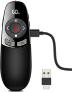 Rechargeable Wireless Presentation Clicker with Red Laser Pointer and Battery & Timer Display, Powerpoint Clicker for PC Mac Keynote Google, Presenter Remote PPT Remote for Powerpoint Presentations