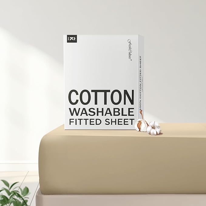 FreshCulture Pure Cotton Fitted Sheets King Size, 300 Thread Count Percale by FreshCulture