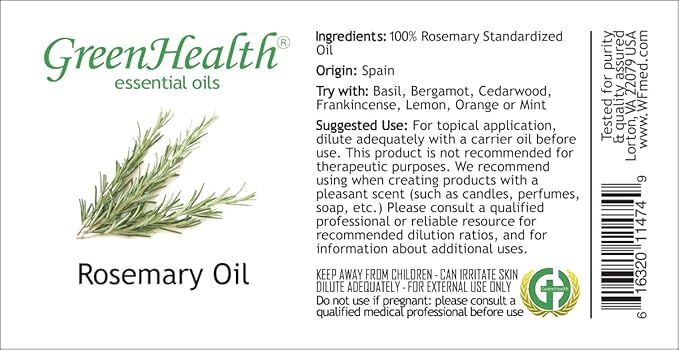 2 Bottles - 16 fl oz Rosemary Essential Oil, Aluminum Bottle - GreenHealth - Image 2