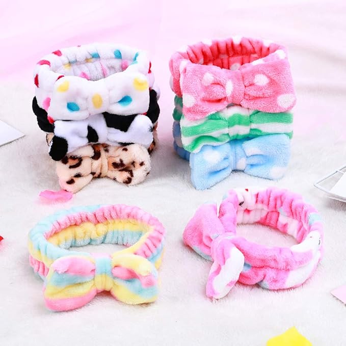 Hishexin 8 Pack Spa Headbands for Women, Soft Bow Skincare Headband for Washing - Image 6