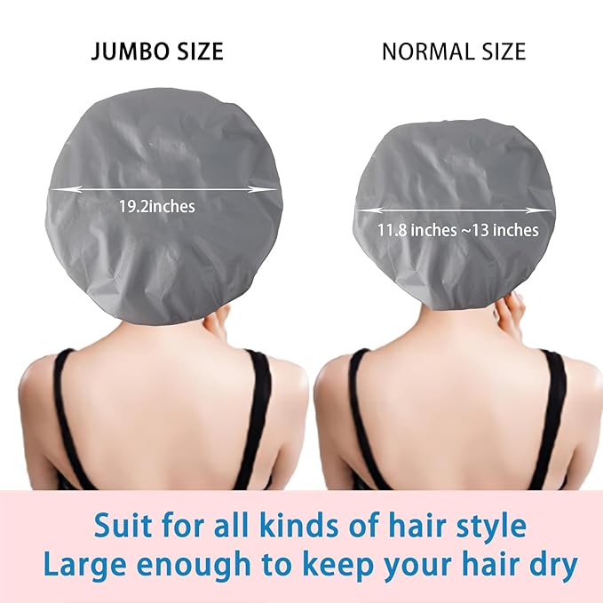 Jumbo Size Shower Cap 2 PCS Waterproof Shower Caps - Image 9