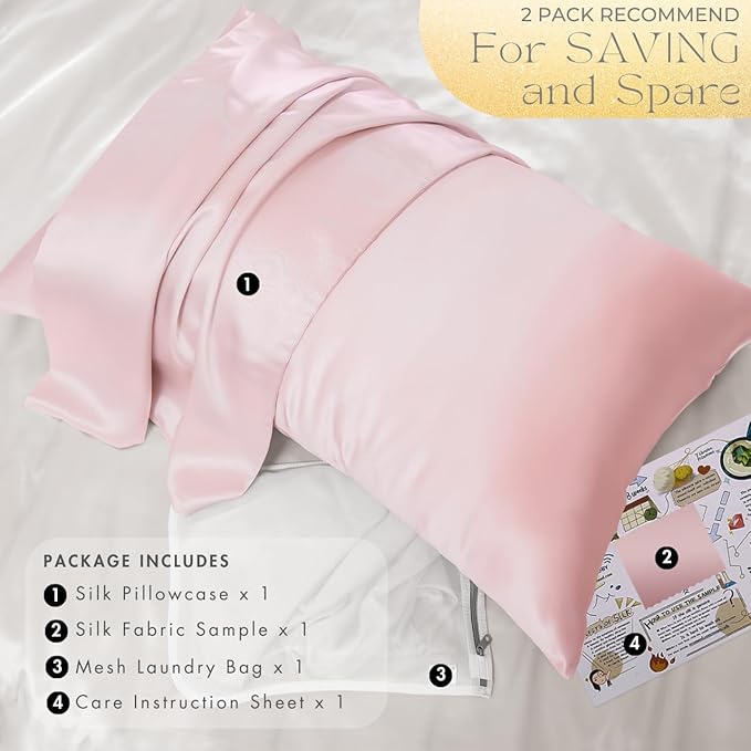 PROMEED 23 Momme Grade 6A+ Pink Silk Pillowcase - Image 6